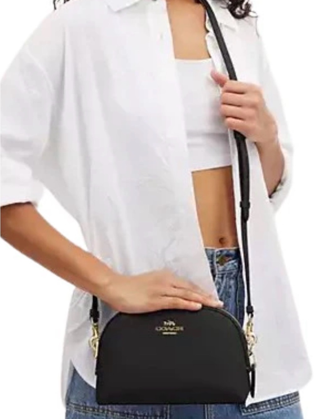 Coach Black Mini Dome Crossbody with Gold Hardware - Picture 10 of 10